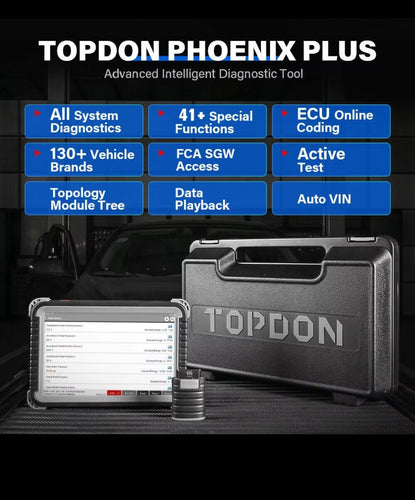 TOPDON Phoenix Plus All System Car Diagnostic OBD2 Scanner Tool ECU Coding  ADAS Topology